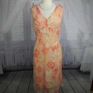 FAITH,LOVE & PASSION SHEATH Peach Floral Dress